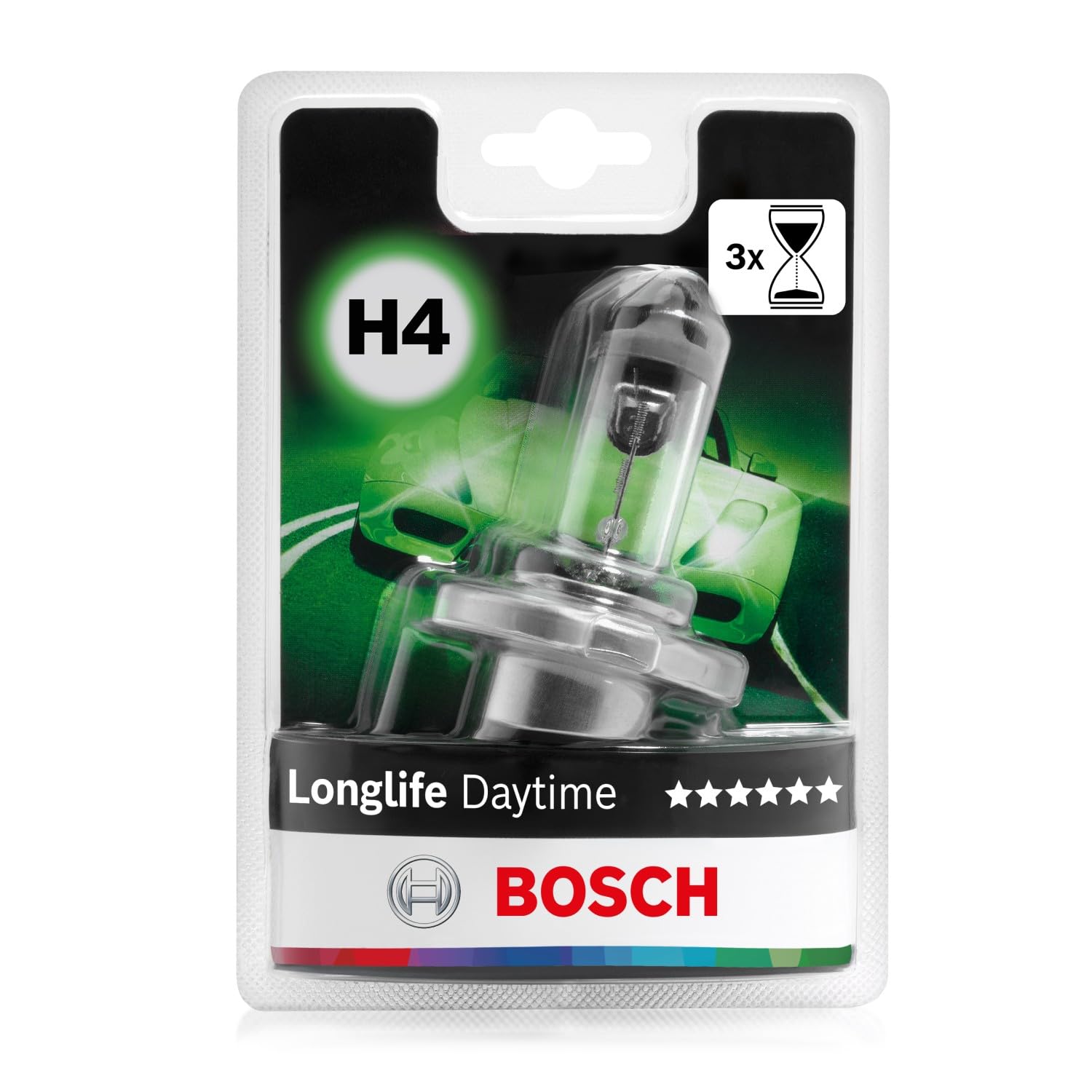 Bosch H4 Longlife Daytime Halogen-Glühlampe für Auto-Scheinwerfer, 12 V 60/55 W, mit langer Lebensdauer - Lampensockel Typ P43t - 1 Ersatz-Scheinwerferlampe Bosch H4 Longlife Daytime Halogen-Glühlampe für Auto-Scheinwerfer, 12 V 60/55 W, mit langer Lebensdauer - Lampensockel Typ P43t - 1 Ersatz-Scheinwerferlampe von Bosch Automotive