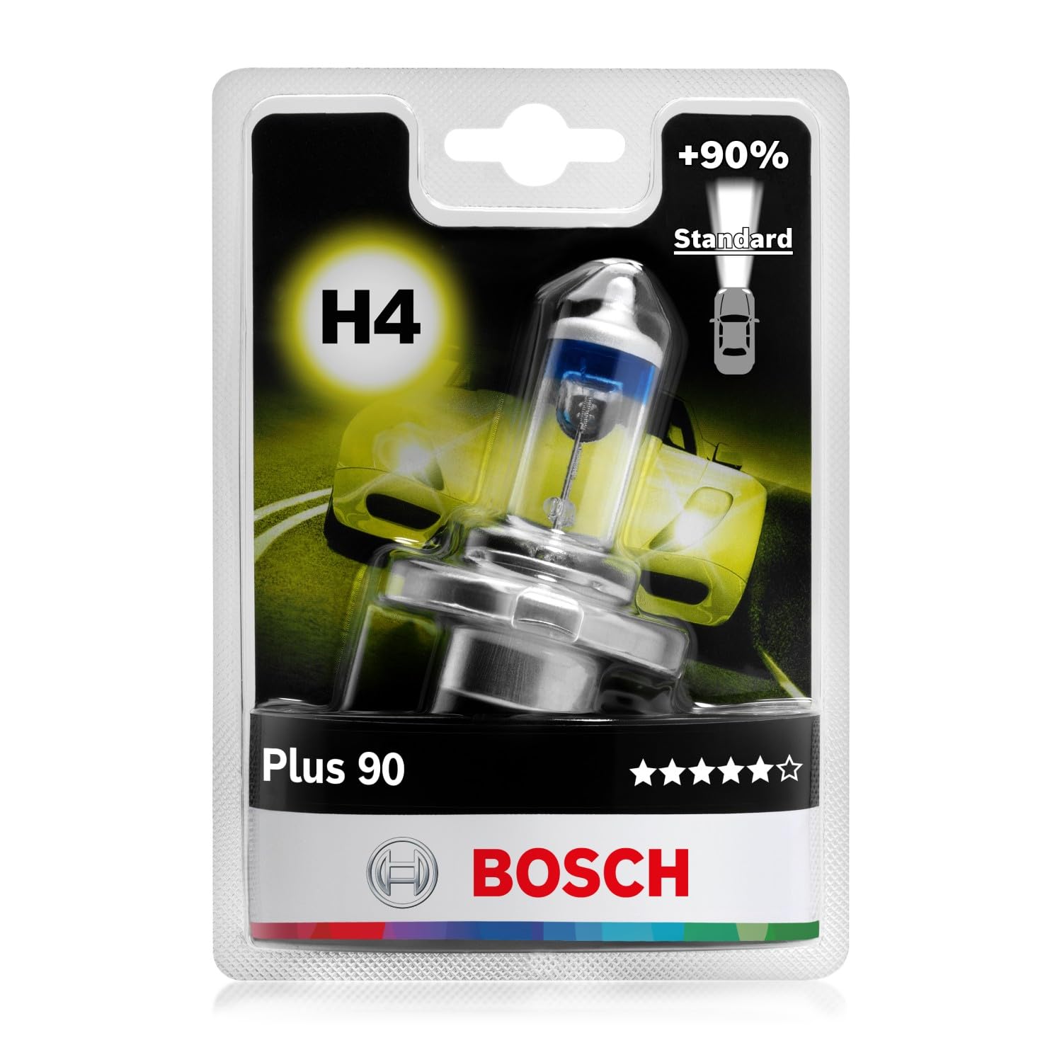 Bosch H4 Plus 90 Halogen-Glühlampe für Auto-Scheinwerfer, 12 V 60/55 W, 90 % mehr Licht - Lampensockel Typ P43t - 1 Ersatz-Scheinwerferlampe Bosch H4 Plus 90 Halogen-Glühlampe für Auto-Scheinwerfer, 12 V 60/55 W, 90 % mehr Licht - Lampensockel Typ P43t - 1 Ersatz-Scheinwerferlampe von Bosch Automotive
