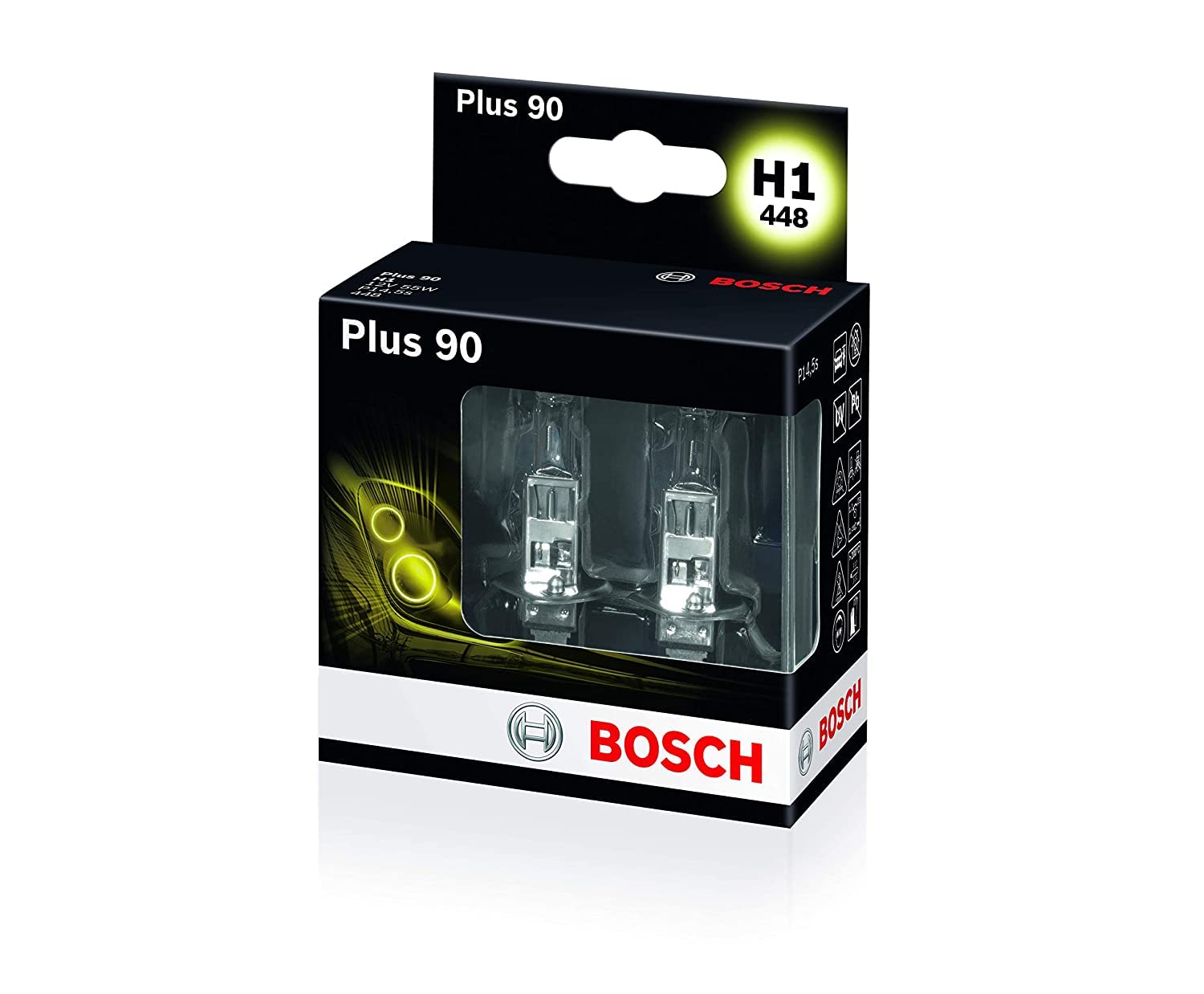 Bosch H1 Plus 90 Fahrzeuglampe 12V 55W P14,5s (2 Stück) von Bosch Automotive