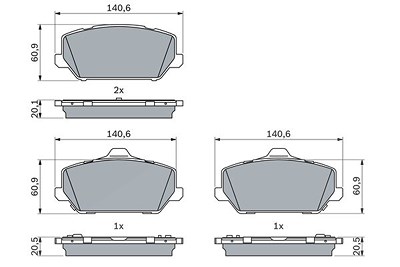 Bosch Bremsbelagsatz, Scheibenbremse [Hersteller-Nr. 0986424954] für Hyundai von Bosch