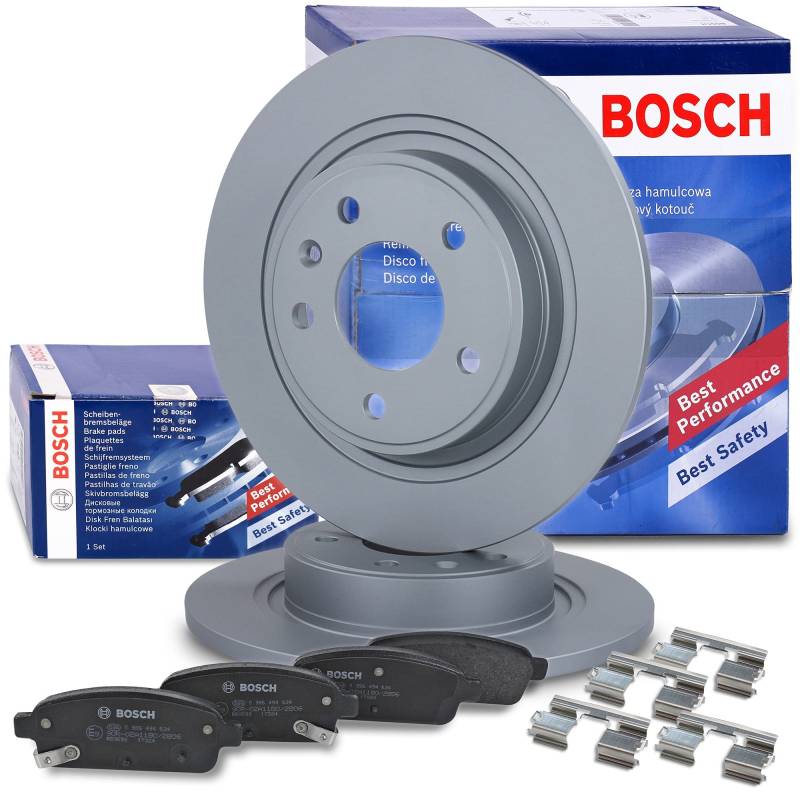 Bosch Bremsenset Hinterachse inkl. Bremsscheiben Hinten Ø 292,2 mm Voll und Bremsbeläge Hinten von BOSCH