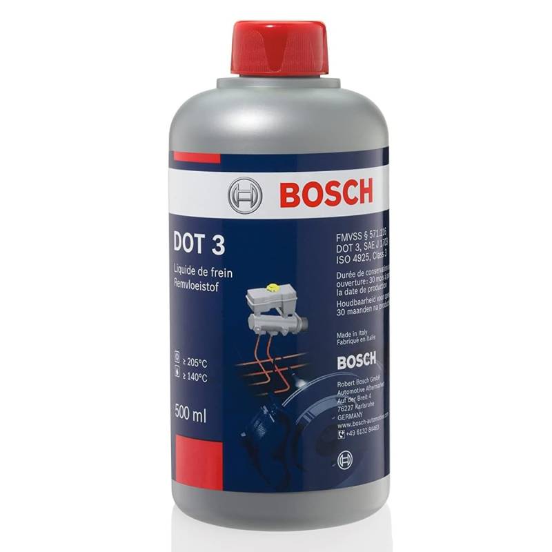Bosch Bremsflüssigkeit DOT 3, 0,5 L - für Fahrzeuge vor Baujahr 2000 - nicht für ABS und ESP Bremsen empfohlen von Bosch Automotive