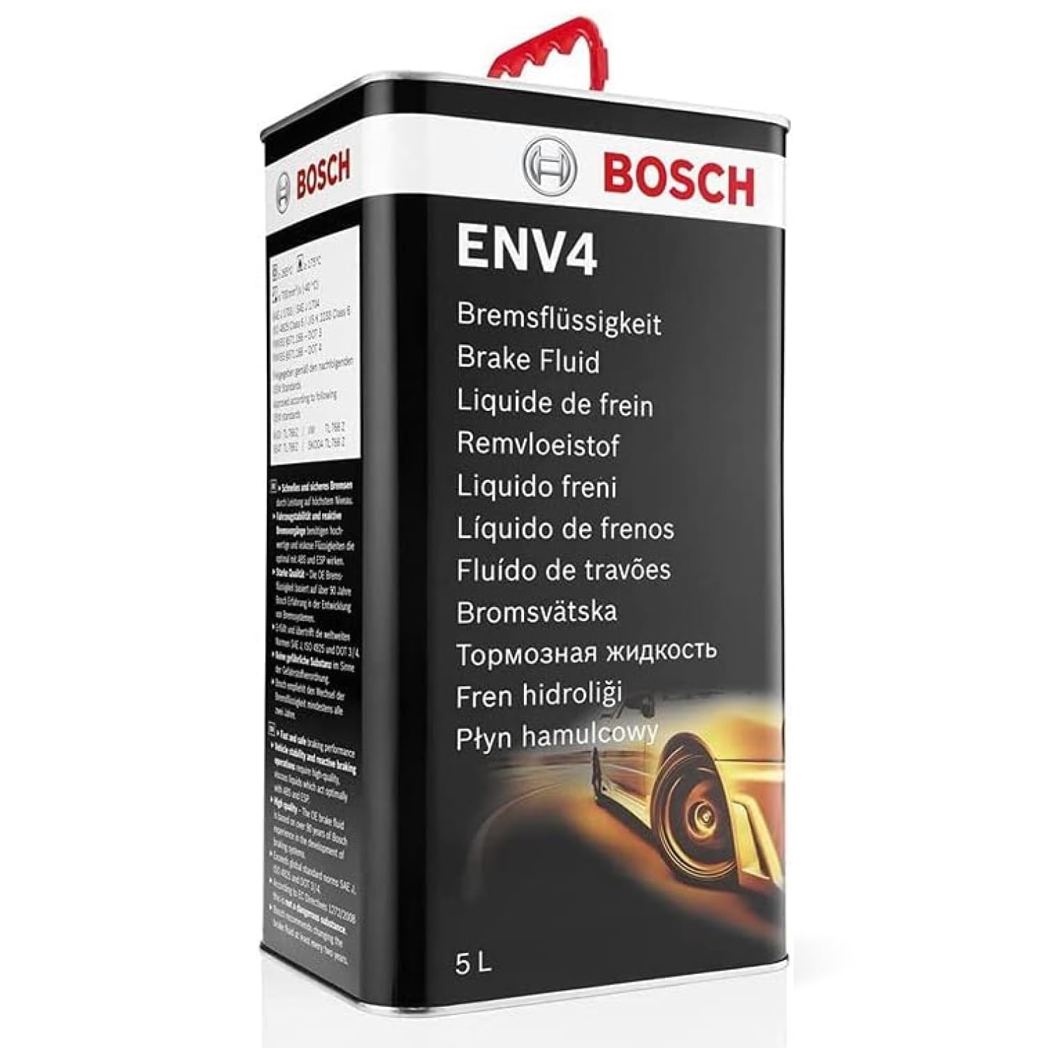 Bosch Bremsflüssigkeit ENV4, 5 L - für alle modernen Fahrzeuge mit ABS- und ESP-Bremssystemen - OE-Qualität - kompatibel mit DOT3, 4 und 4 (HP/LV) von Bosch Automotive