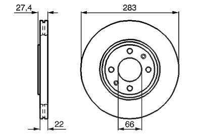 Bosch Bremsscheibe [Hersteller-Nr. 0986478834] für Citroën, Peugeot von Bosch