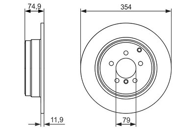 Bosch 1x Bremsscheibe [Hersteller-Nr. 0986479612] für Land Rover von Bosch
