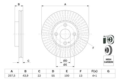Bosch Bremsscheibe [Hersteller-Nr. 0986479E56] für Mazda von Bosch