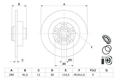 Bosch 1x Bremsscheibe [Hersteller-Nr. 0986479F24] für Renault von Bosch