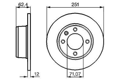 Bosch Bremsscheibe Hinterachse Voll [Hersteller-Nr. 0986478879] für Citroën von Bosch