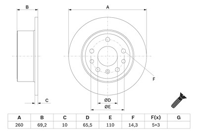 Bosch Bremsscheibe Hinterachse Voll [Hersteller-Nr. 0986478430] für Opel, Saab, Vauxhall von Bosch