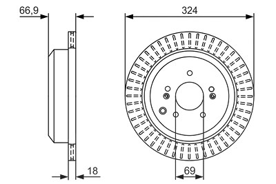 Bosch 1x Bremsscheibe [Hersteller-Nr. 0986479V10] für Hyundai von Bosch