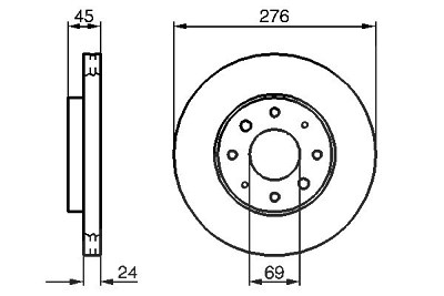 Bosch Bremsscheibe [Hersteller-Nr. 0986479140] für Mitsubishi von Bosch