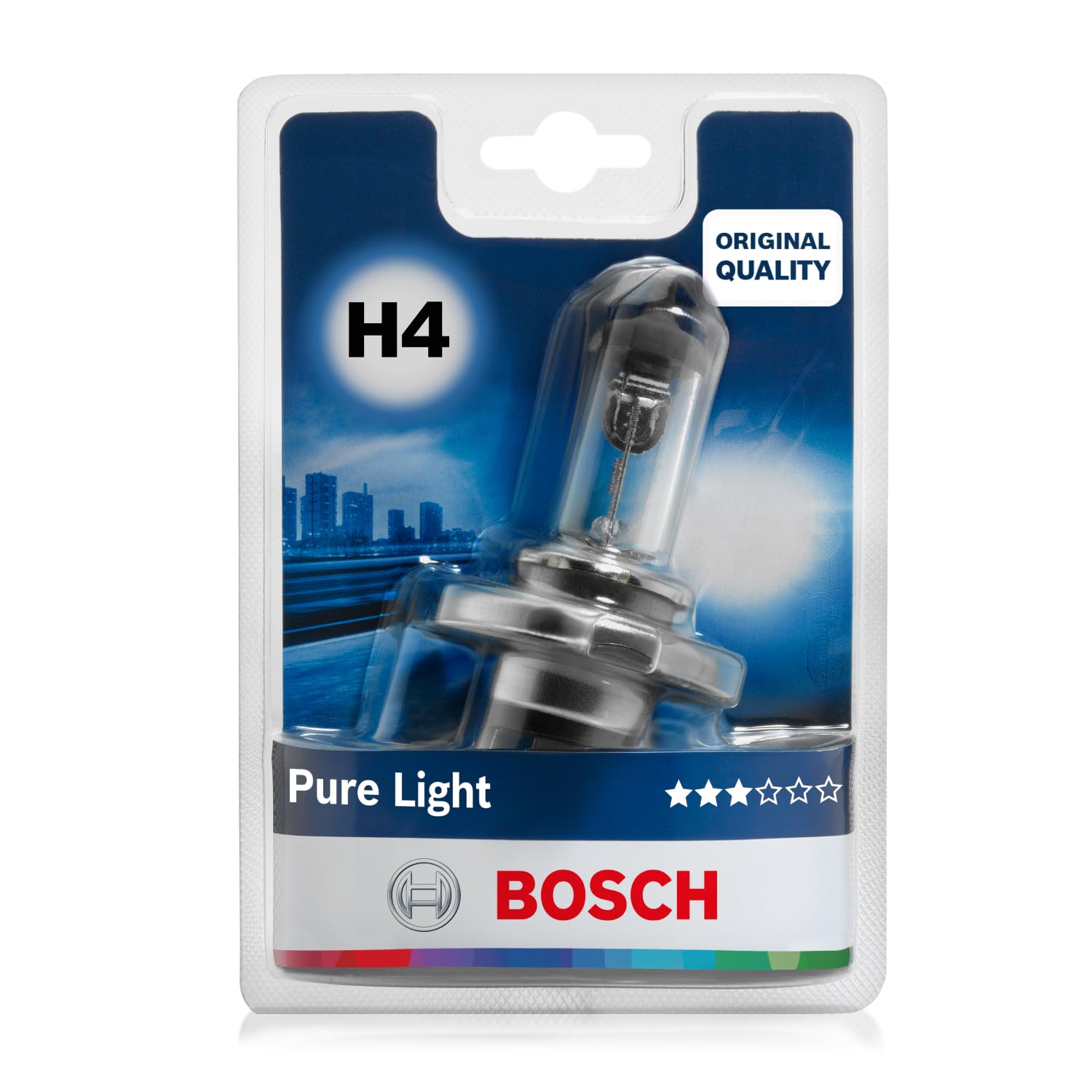 Bosch H4 Pure Light Halogen-Glühlampe für Auto-Scheinwerfer, 12 V 60/55 W, in Originalqualität - Lampensockel Typ P43t - 1 Ersatz-Scheinwerferlampe Bosch H4 Pure Light Halogen-Glühlampe für Auto-Scheinwerfer, 12 V 60/55 W, in Originalqualität - Lampensockel Typ P43t - 1 Ersatz-Scheinwerferlampe von Bosch Automotive