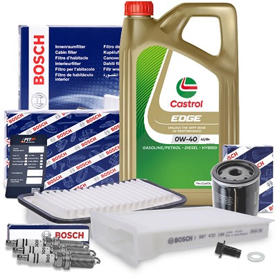 Bosch Inspektionspaket C + 5 L CASTROL 0W-40 für Citroën, Peugeot, Toyota Bosch Inspektionspaket C + 5 L CASTROL 0W-40 für Citroën, Peugeot, Toyota von Bosch