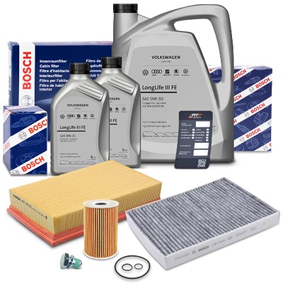 Bosch Inspektionspaket Set A + 7l 0W-30 Motoröl für VW von Bosch