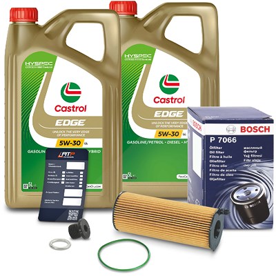 Bosch Ölfilter+Schraube+10 L Castrol 5W-30 LL für Audi, Porsche, VW von Bosch