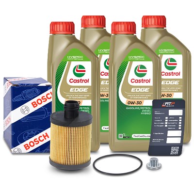 Bosch Ölfilter+Schraube+4 L Castrol 0W-30 für Opel von Bosch