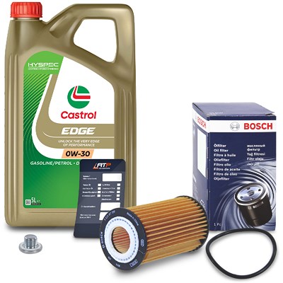 Bosch Ölfilter+Schraube+5 L Castrol 0W-30 für Chevrolet, Opel, Saab, Suzuki von Bosch