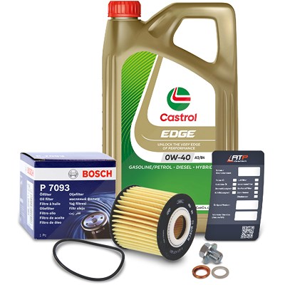 Bosch Ölfilter+Schraube+5 L Castrol Edge 0W-40 A3/B4 für Toyota von Bosch