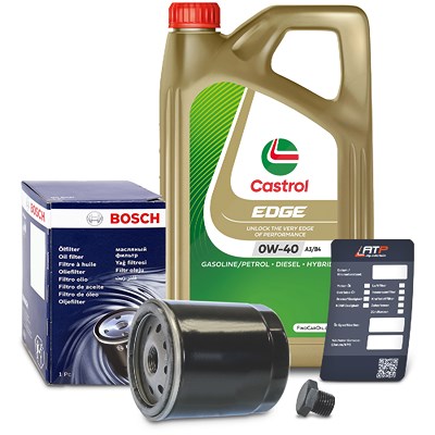 Bosch Ölfilter+Schraube+5 L Castrol 0W-40 für Gm Korea, Opel, Saab, Vauxhall von Bosch
