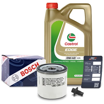 Bosch Ölfilter+Schraube+5 L Castrol 0W-40 für Ford, Mazda, Volvo von Bosch