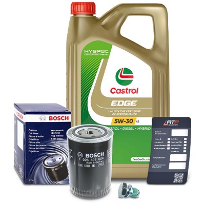 Bosch Ölfilter+Schraube+5 L Castrol 5W-30 LL für Audi, Seat, Skoda, VW von Bosch