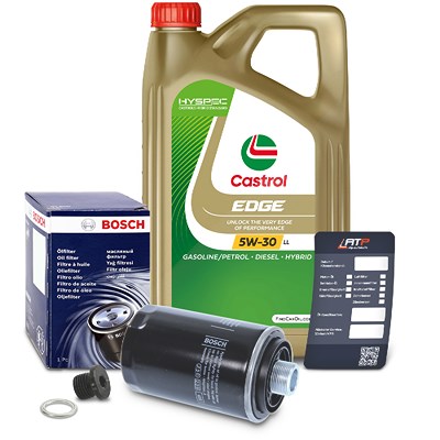 Bosch Ölfilter+Schraube+5 L Castrol 5W-30 LL für Audi, Seat, VW von Bosch