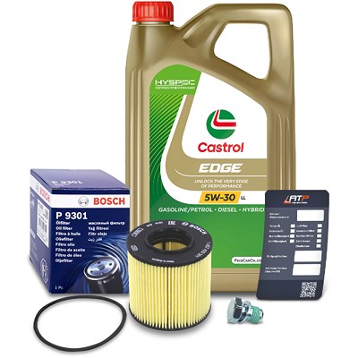 Bosch Ölfilter+Schraube+5 L Castrol 5W-30 LL für Audi, Seat, Skoda, VW von Bosch