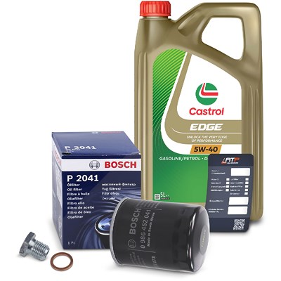 Bosch Ölfilter+Schraube+5 L Castrol 5W-40 für Alfa Romeo, Fiat, Lancia von Bosch