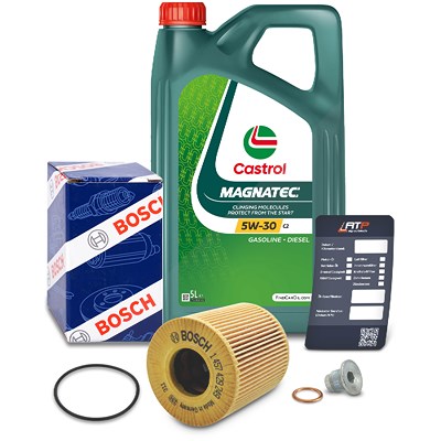 Bosch Ölfilter+Schraube+5 L Castrol Magnatec 5W-30 C2 für Citroën, Peugeot von Bosch