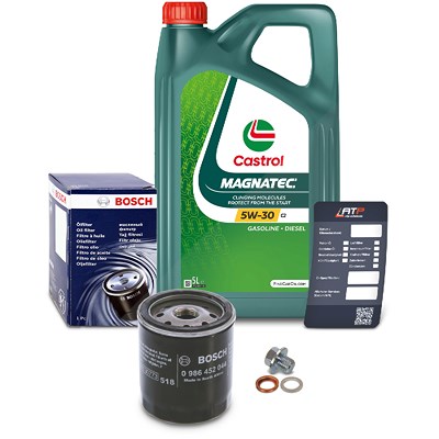 Bosch Ölfilter+Schraube+5 L Castrol Magnatec 5W-30 C2 für Toyota von Bosch