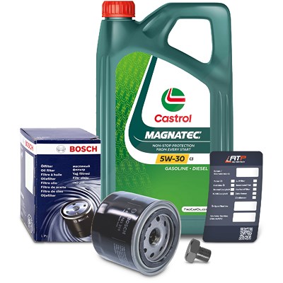 Bosch Ölfilter+Schraube+5 L Castrol Magnatec 5W-30 C3 für Mazda von Bosch