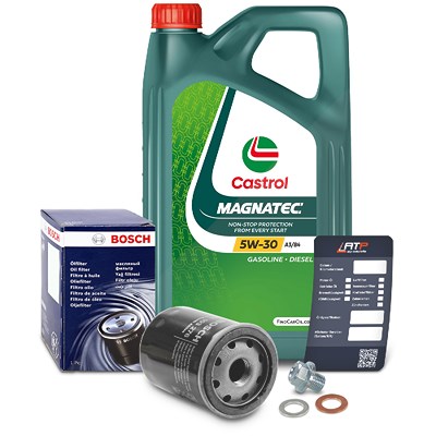 Bosch Ölfilter+Schraube+5 L Castrol Magnatec 5W-30 A3/B4 für Fiat, Subaru, Suzuki von Bosch