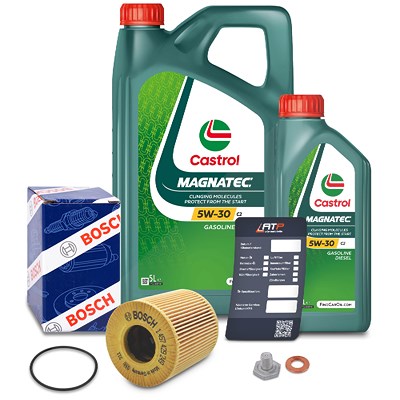 Bosch Ölfilter+Schraube+6 L Castrol Magnatec 5W-30 C2 für Citroën, Peugeot Bosch Ölfilter+Schraube+6 L Castrol Magnatec 5W-30 C2 für Citroën, Peugeot von Bosch