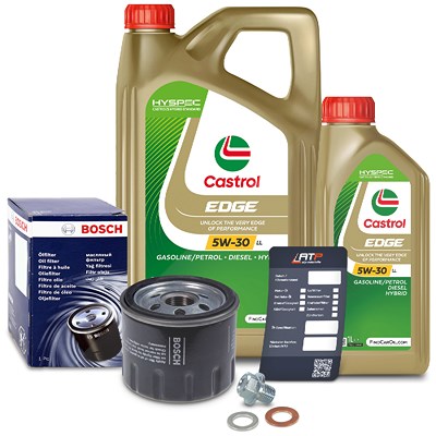 Bosch Ölfilter+Schraube+6 L Castrol 5W-30 LL für Suzuki von Bosch