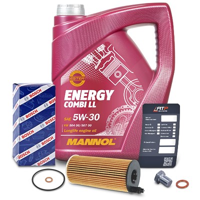 Bosch Ölfilter + 5l 5W-30 Motoröl für BMW, Mini von Bosch