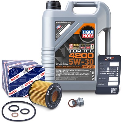 Bosch Ölfilter + 5l 5W-30 Motoröl für BMW von Bosch