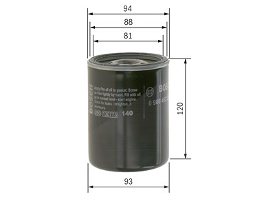 Bosch Ölfilter [Hersteller-Nr. 0986452064] für Daihatsu, Isuzu, Mazda, Metrocab, Opel, Suzuki, Vauxhall von Bosch