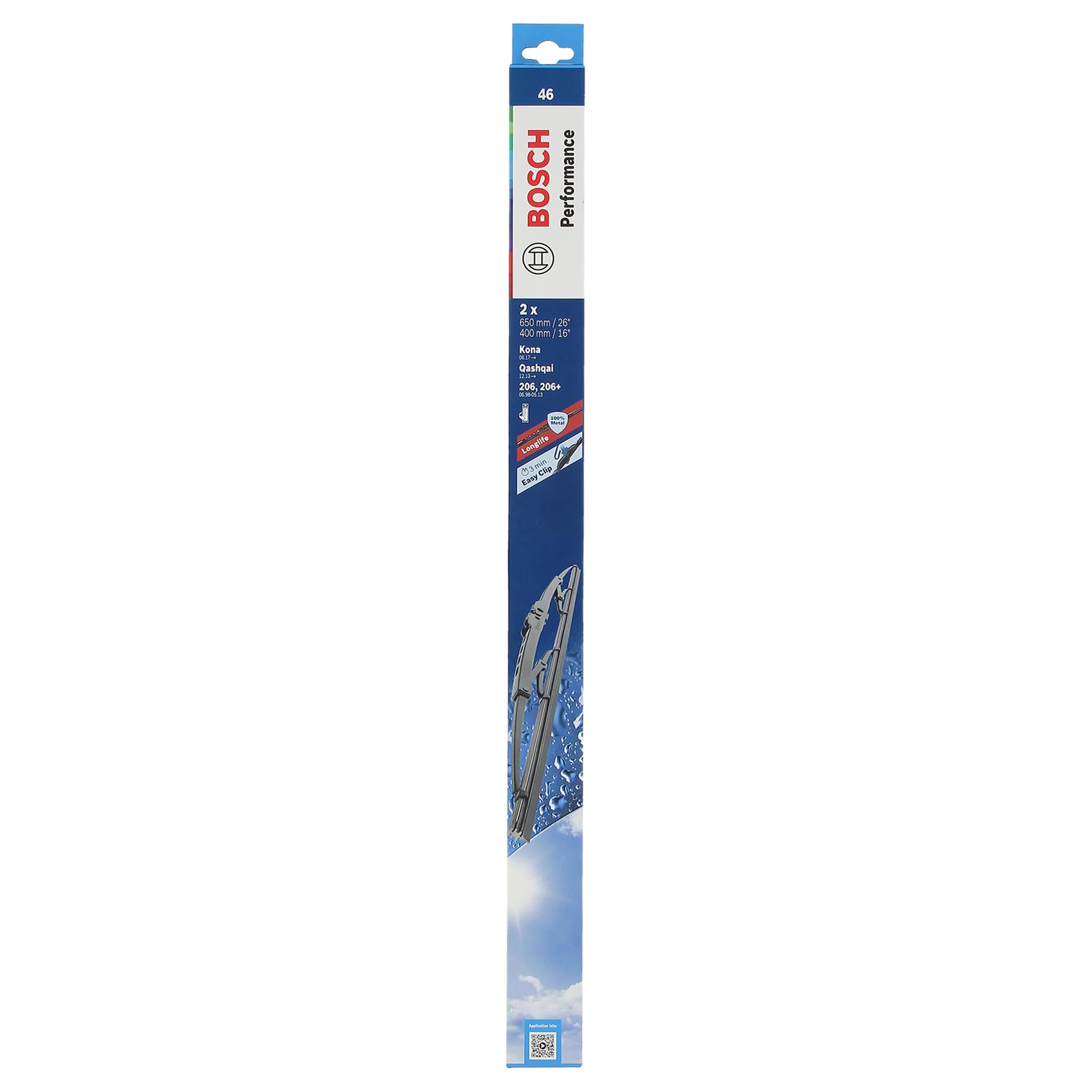 Bosch Performance passend für Renault Kadjar Peugeot 206 206+ Scheibenwischer Wischblattsatz (650mm/26" | 400mm/16") Vorne 3397010269 von Bosch