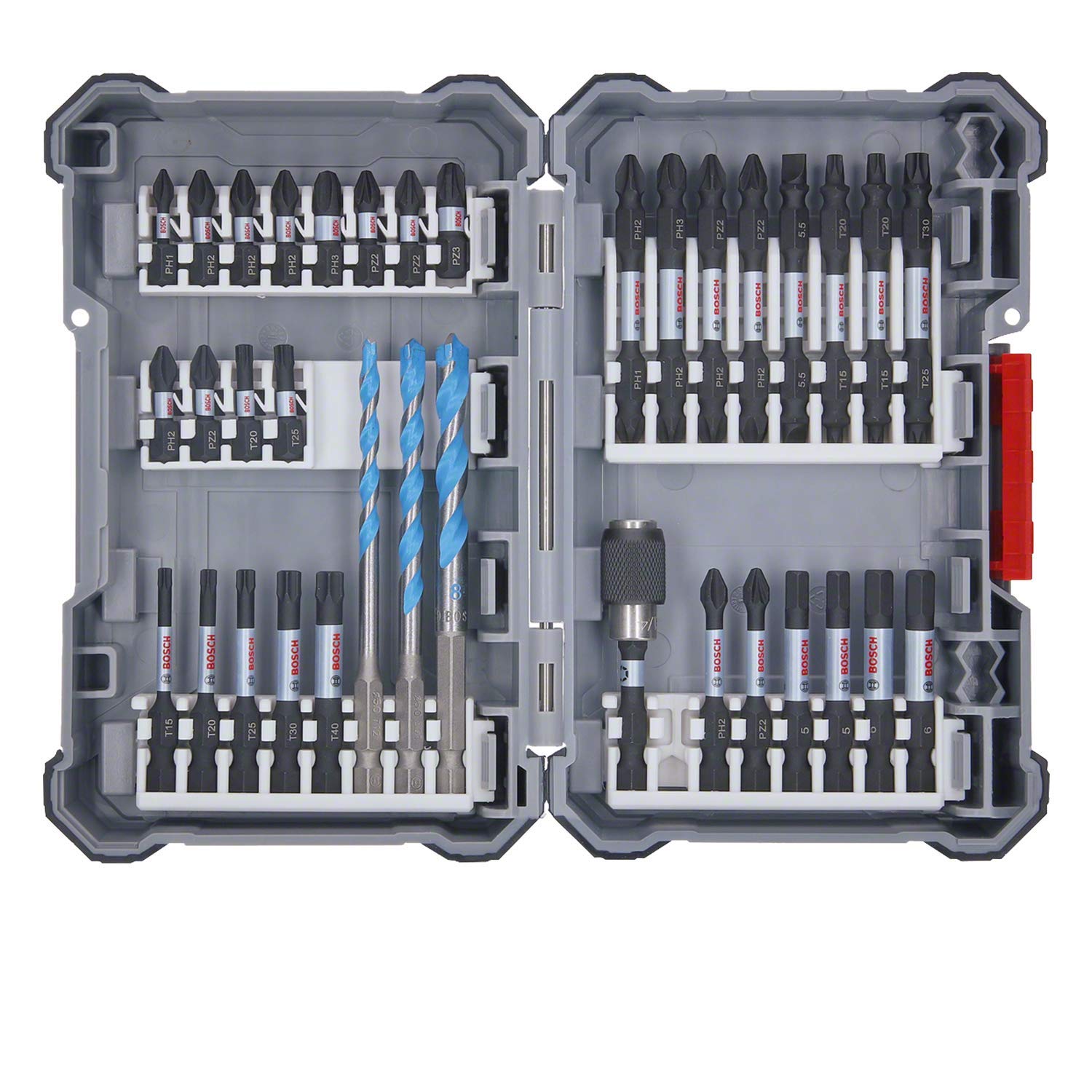 Bosch 35x PRO Impact Mixed Set, Amazon Exclusiv, 35-tlg. (für Beton, Weiche Fliesen, 108 x 168 mm, Professional Zubehör Bohrmaschine/Schrauber, Schlagbohrer/Schrauber) von Bosch