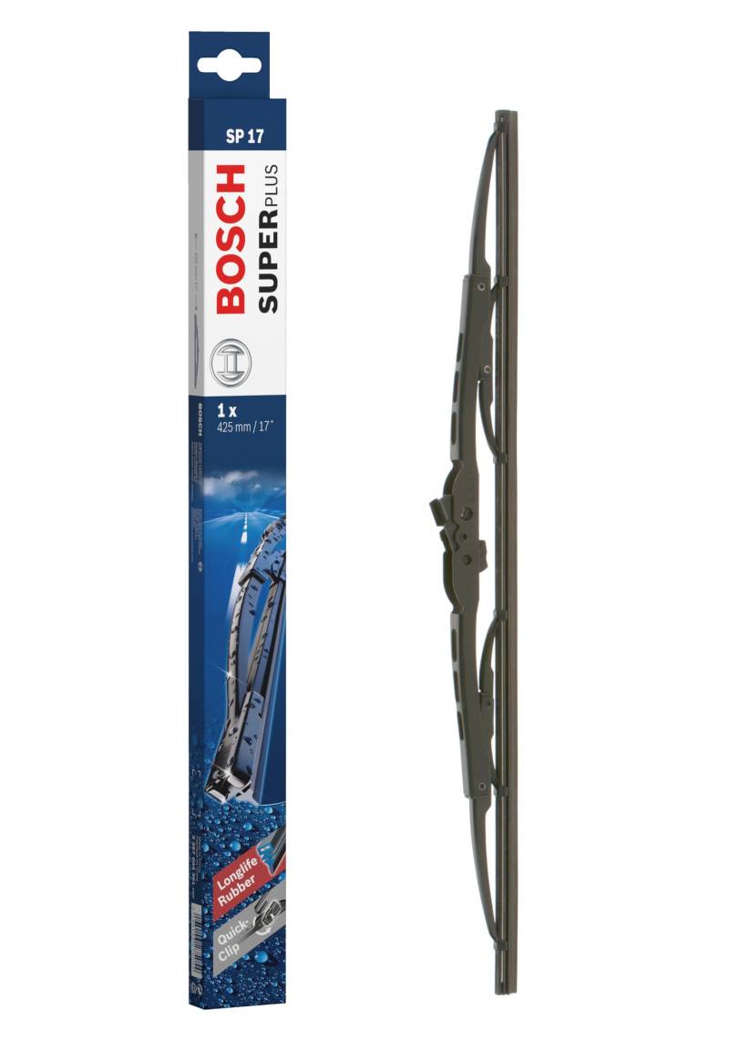 Bosch Scheibenwischer Super Plus SP17, Länge: 425mm − einzelner Scheibenwischer für Frontscheibe - Nur für Rechtslenker-Fahrzeuge (UK) von Bosch Automotive