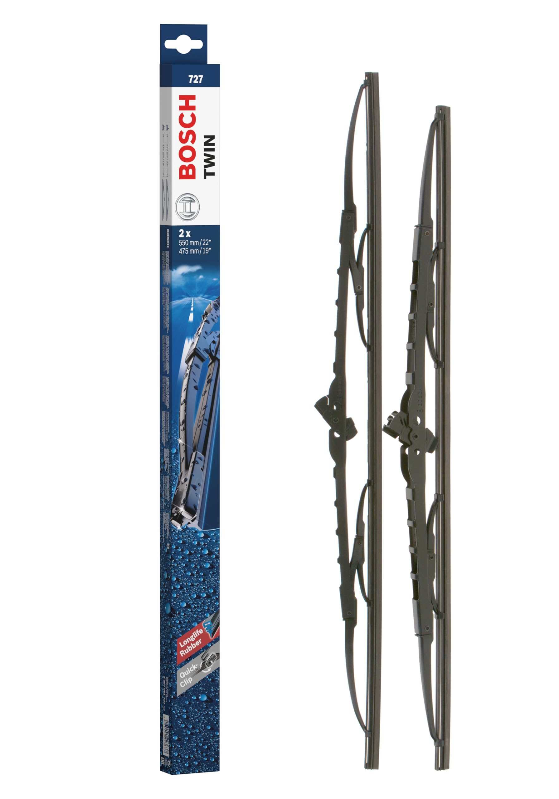 Bosch Scheibenwischer Twin 727, Länge: 550mm/475mm – Set für Frontscheibe Bosch Scheibenwischer Twin 727, Länge: 550mm/475mm – Set für Frontscheibe von Bosch