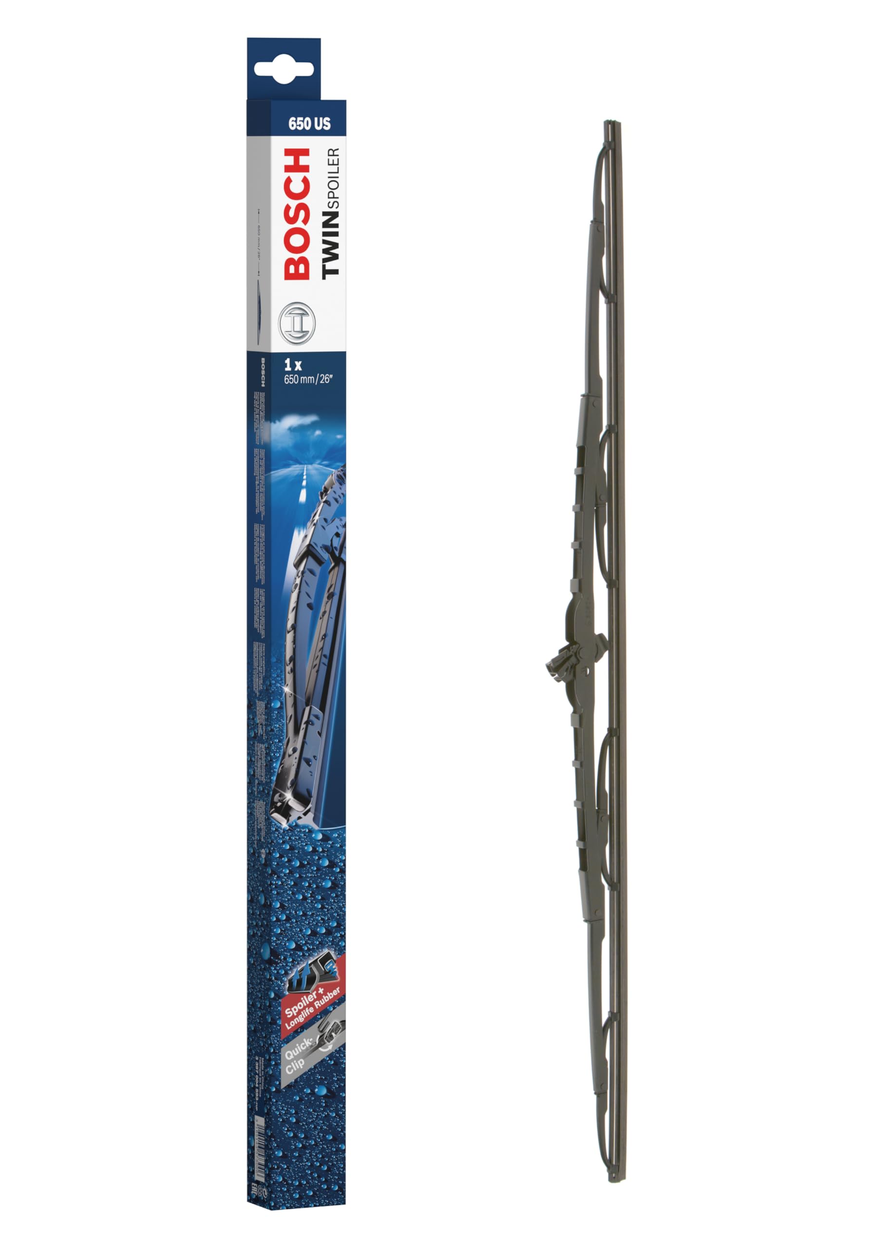Bosch Scheibenwischer Twin Spoiler 650US, Länge: 650mm – einzelner Scheibenwischer für Frontscheibe Bosch Scheibenwischer Twin Spoiler 650US, Länge: 650mm – einzelner Scheibenwischer für Frontscheibe von Bosch