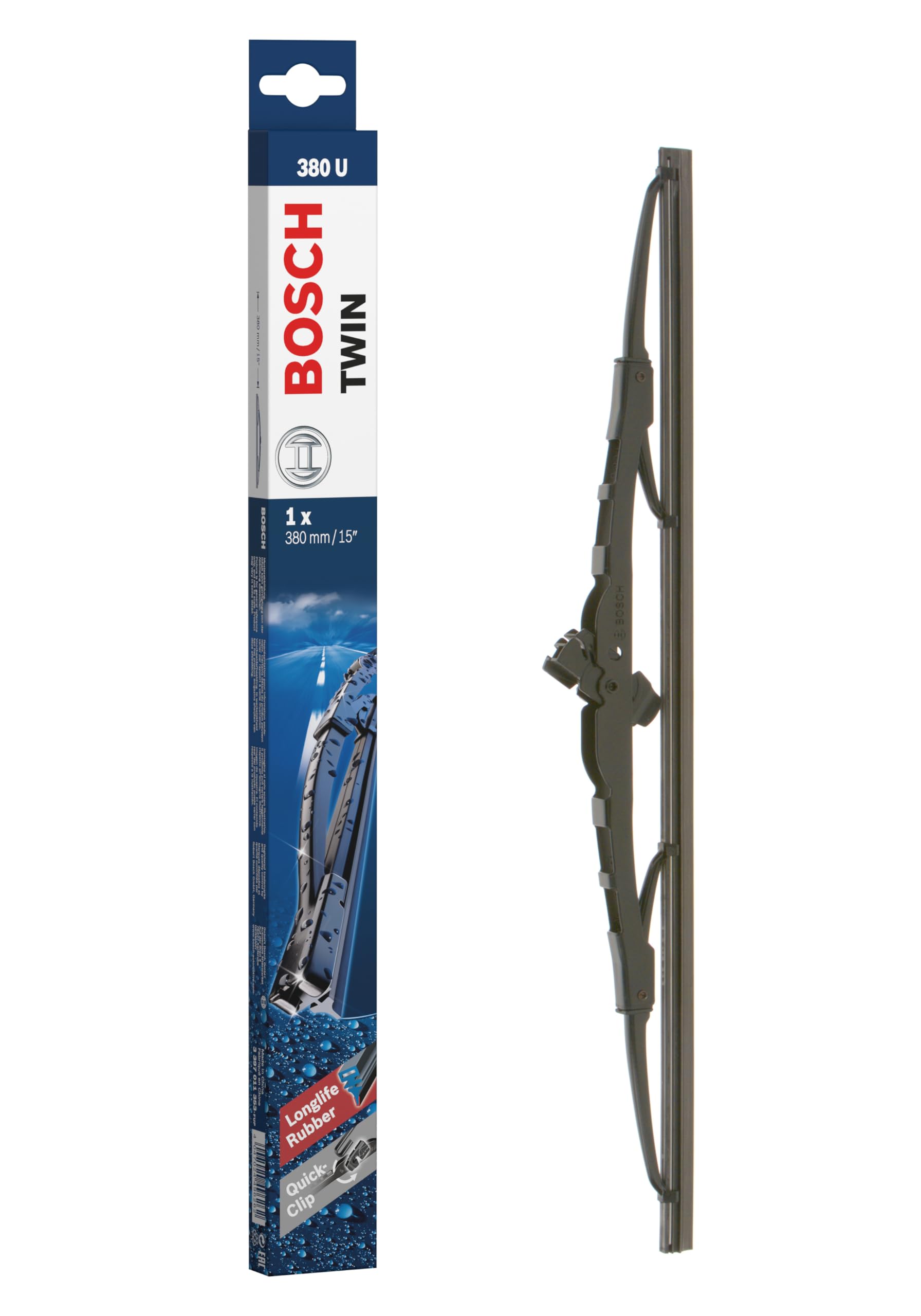 Bosch Scheibenwischer Twin380U, Länge: 380mm – einzelner Scheibenwischer für Frontscheibe Bosch Scheibenwischer Twin380U, Länge: 380mm – einzelner Scheibenwischer für Frontscheibe von Bosch
