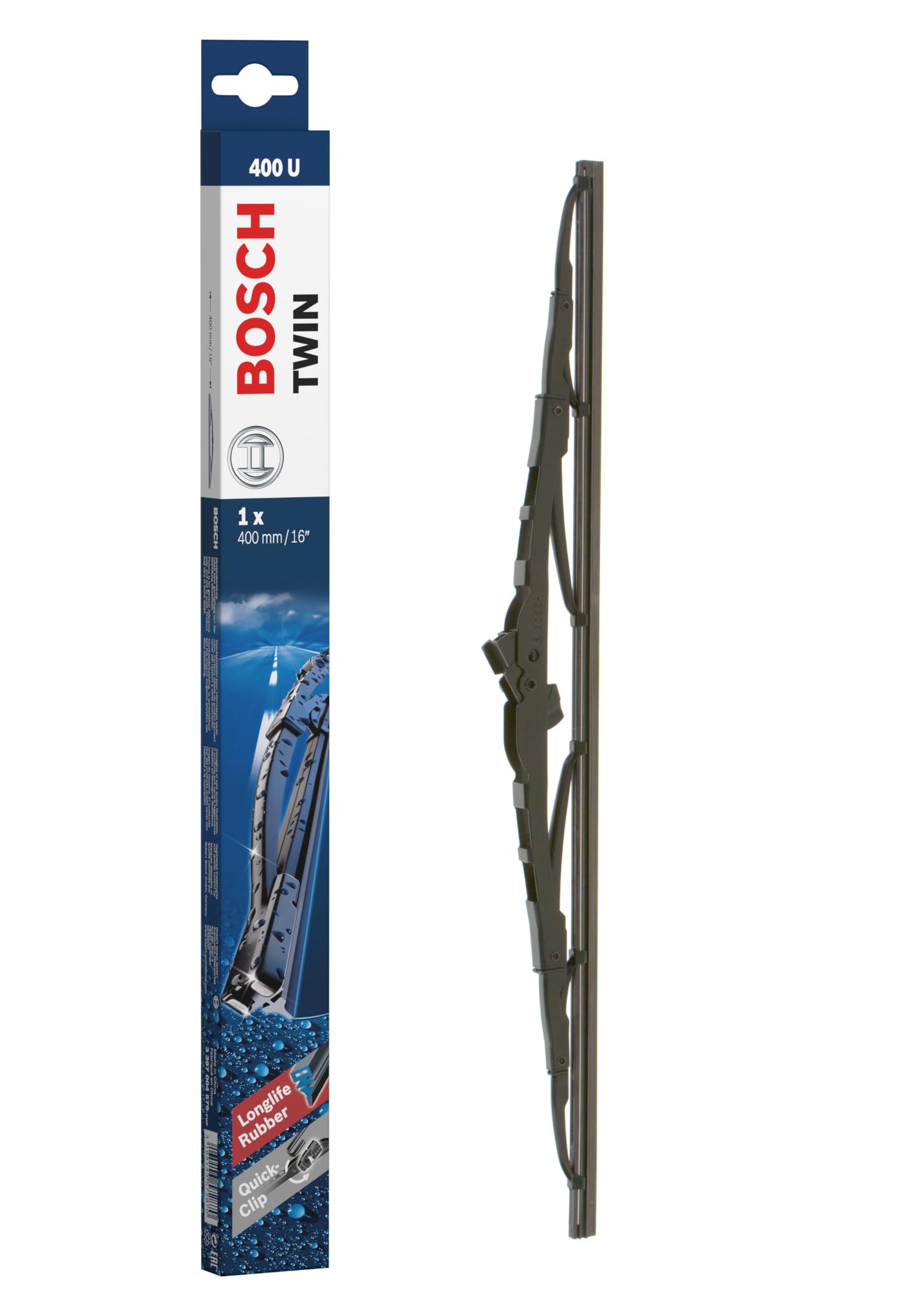Bosch Scheibenwischer Twin400U, Länge: 400mm – einzelner Scheibenwischer für Frontscheibe Bosch Scheibenwischer Twin400U, Länge: 400mm – einzelner Scheibenwischer für Frontscheibe von Bosch