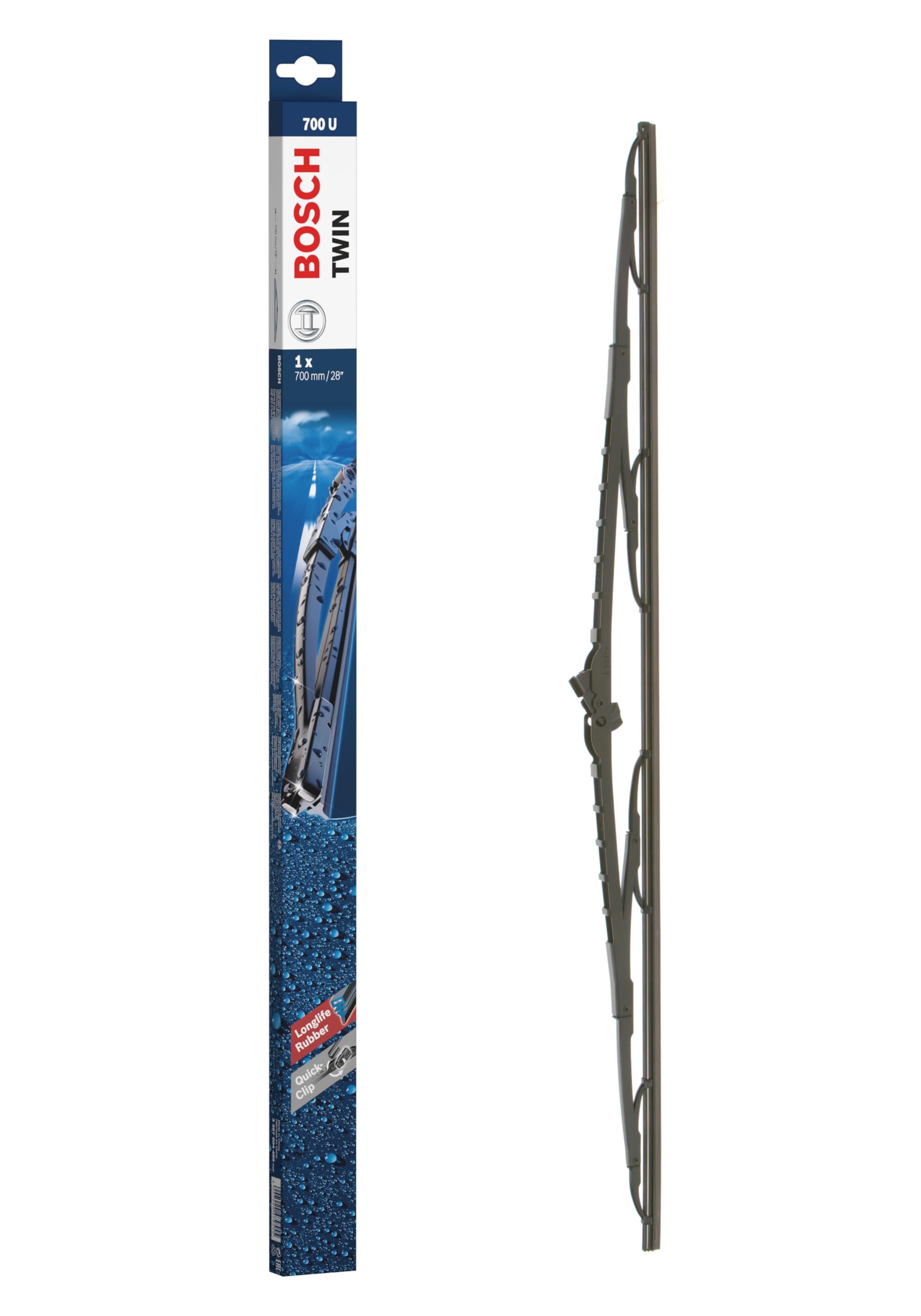 Bosch Scheibenwischer Twin700U, Länge: 700mm – einzelner Scheibenwischer für Frontscheibe Bosch Scheibenwischer Twin700U, Länge: 700mm – einzelner Scheibenwischer für Frontscheibe von Bosch
