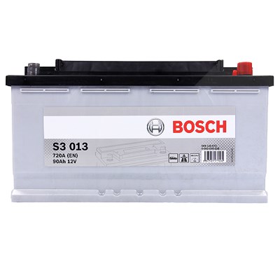 Bosch Starterbatterie S3 013 90Ah 720A 12V [Hersteller-Nr. 0092S30130] für Alfa Romeo, Alpina, Audi, Bentley, BMW, Chevrolet, Chrysler, Citroën, Fiat, von Bosch
