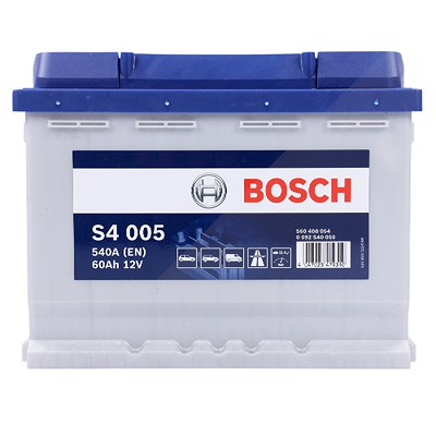 Bosch Starterbatterie S4 005 60Ah 540A 12V [Hersteller-Nr. 0092S40050] für Piaggio, Porsche, Renault, Rover, Saab, Seat, Skoda, Smart, Ssangyong, Suba von Bosch