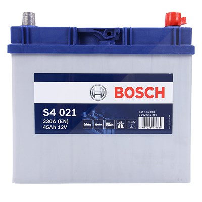 Bosch Starterbatterie S4 021 45Ah 330A 12V [Hersteller-Nr. 0092S40210] für Daihatsu, Gm Korea, Honda, Hyundai, Kia, Lexus, Mazda, Nissan, Suzuki, Tesl von Bosch