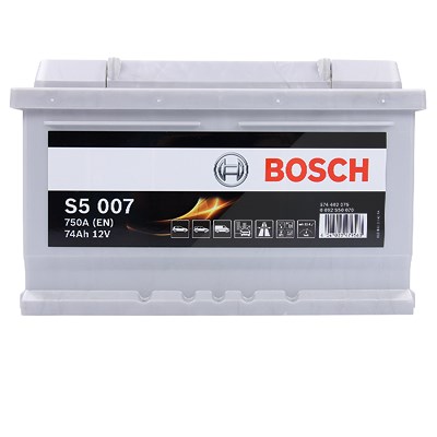 Bosch Starterbatterie S5 007 74Ah 750A 12V Ford: Focus II, Mondeo III, Fiesta IV, C-MAX II Renault: Clio II 009 von Bosch