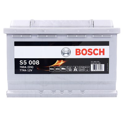 Bosch Starterbatterie S5 008 77Ah 780A 12V [Hersteller-Nr. 0092S50080] für Alfa Romeo, Alpina, Aro, Artega, Aston Martin, Audi, Bentley, Bertone, BMW, von Bosch